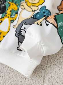 1. 男婴羊毛运动服，3 件套：连帽背心、长袖运动衫和带有可爱动物图案的慢跑裤，舒适百搭，适合室内/室外、日常穿着、运动、玩耍、派对、拍照、度假、返校、街头服饰，适合春季、夏季、秋季、冬季。 - 綠色 - 查看 6