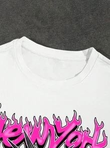 Manfinity Hypemode 2 件男士休闲字母图案圆领短袖 T 恤和裤子套装，夏季街头风格 T 恤和运动裤套装男士 2 件裤子套装 - 彩色 - 查看 3