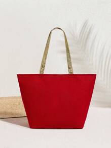 SHECARRY Fashionable Versatile Casual Sequin Decor Tote Bag - Burgundy - View 4