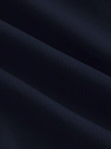 SHEIN MOD Áo gió ngắn không tay vải lanh thanh lịch đa năng màu xanh nước biển cỡ lớn - Màu xanh hải quân - Xem 4