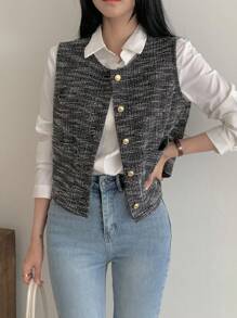 DAZY Casual Sleeveless Fitted Jacket For Women, Autumn Vest - Black - View 6