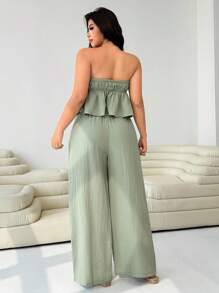 Solflare Bộ đồ lót nữ cỡ lớn 2 mảnh vải lanh cotton màu xanh lá cây, thích hợp cho ngày lễ - màu xanh lá - Xem 2