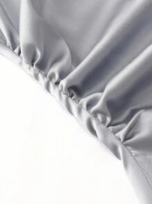 Modelyn Blusa de satén de unicolor con pliegues y lazo en la cintura - Azul - Ver 5
