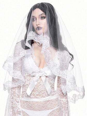 1pc Gothic Style French Retro Lace Headpiece, Halloween