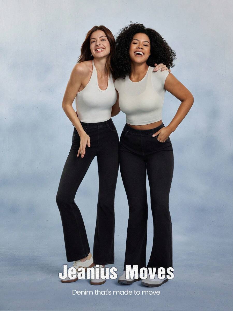 GLOWMODE Jeanious 超弹力经典牛仔喇叭牛仔裤 Jflare 带五个口袋 瑜伽日常