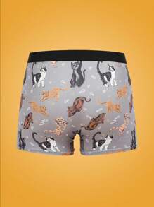 Manfinity Men's Fashionable Cat Heart & Fish Print Boxer Briefs - Dark Grey - View 2