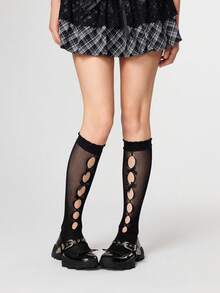 ROMWE Goth حذاء بالية نسائي بكعب سميك وأصابع مستديرة، مصنوع من مادة البولي يوريثان مع تصميم إبزيم معدني، مناسب للرياضة والتخرج والتصوير الفوتوغرافي - الأسود - مشاهدة 2