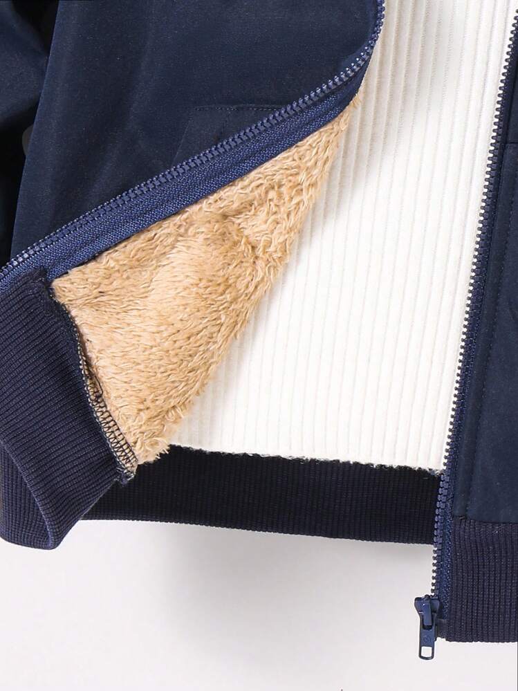 儿童/幼儿男童休闲百搭舒适蓬松宽松厚连帽夹克，适合万圣节、复古、红色、黑色，适合学校、花园、海滩、生日、春季、夏季、秋季、冬季 - 黑色 - 查看 5