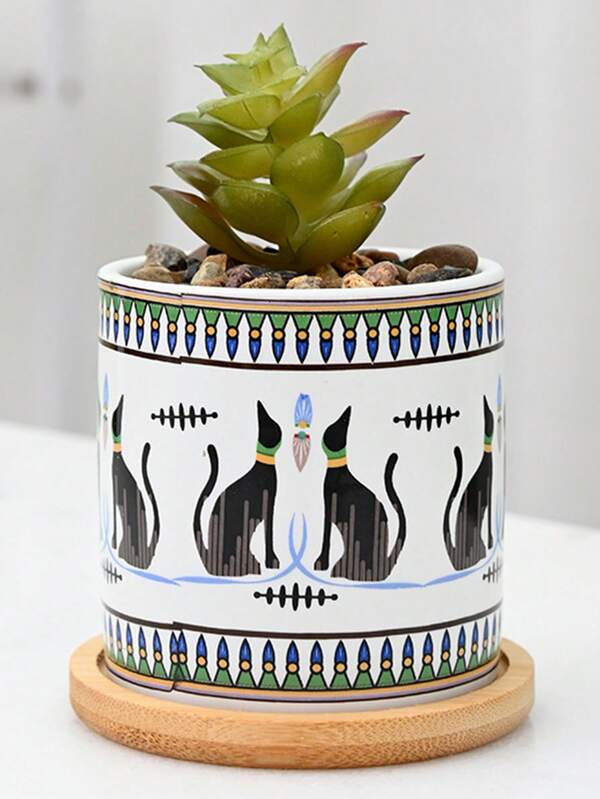 1PC Nordic-Style Flower POTS, Home Succulent Small Flowerpots, Ceramic Flower Pot Ornaments, Home Decoration Items, Middle Eastern-Style Balcony Small Flowerpots, For All Families(Without Base)