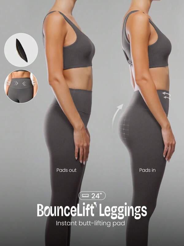 GLOWMODE 24" FiatherFitTM Forma It Up Botín Booster Bodies Formadores Removibles Sin Costura Frontal Insta Cinch Control de abdomen Leggings Pilates de yoga de bajo impacto Estudio Barre Estudio Casual Wear