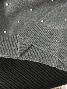 Lacomfia Plus Size Casual Faux Cashmere Crew Neck Short Sleeve Sweaters Winter Fall Autumn - Grey - View 6