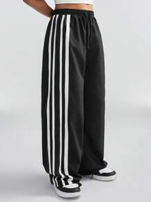 Coolane Kids 青少年女孩裤子运动衫运动衫返校服装妈妈和我 Garphic 复古 Kpop Y2k 黑白阔腿运动裤足球/排球感恩节万圣节服装圣诞节运动裤春/秋/冬