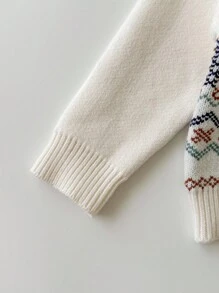 SHEIN 1. Baby Boy/Girl Casual Cute Round Neck Sweater, Autumn/Winter Kids Sweater, Unisex Baby Clothes, Baby Winter Clothes, My First Christmas Fall - Multicolor - View 6