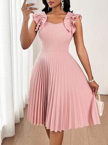 SHEIN Lady Vestido mini de mujer de unicolor con mangas cortas casual