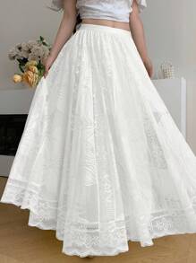 Modelyn 时尚新款蕾丝浅黄色女裙 - 杏色 - 查看 5