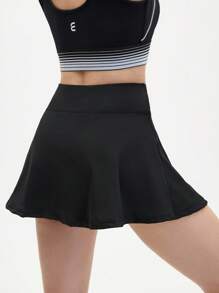 Eassivo Eassivo 女式休闲运动字母印花迷你裙和裙裤 - 黑與白 - 查看 6