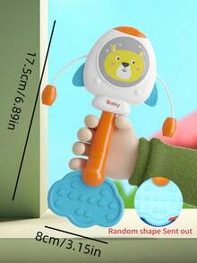 Zazumi 1PC 7.48*2.48in Baby Toy, Baby Music Swing Toy 18 Months Old, Baby Wave Drum Toy, Baby Bite Ring Toy With Music And Light, Toddler Learning Toy With Music And Light, Newborn Toy Baby Boy Girl Gift (Without Battery) - Multicolor - View 5