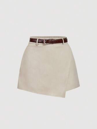 SHEIN MOD Women's Fashion Casual Skirt Pants With Side Zipper Closure