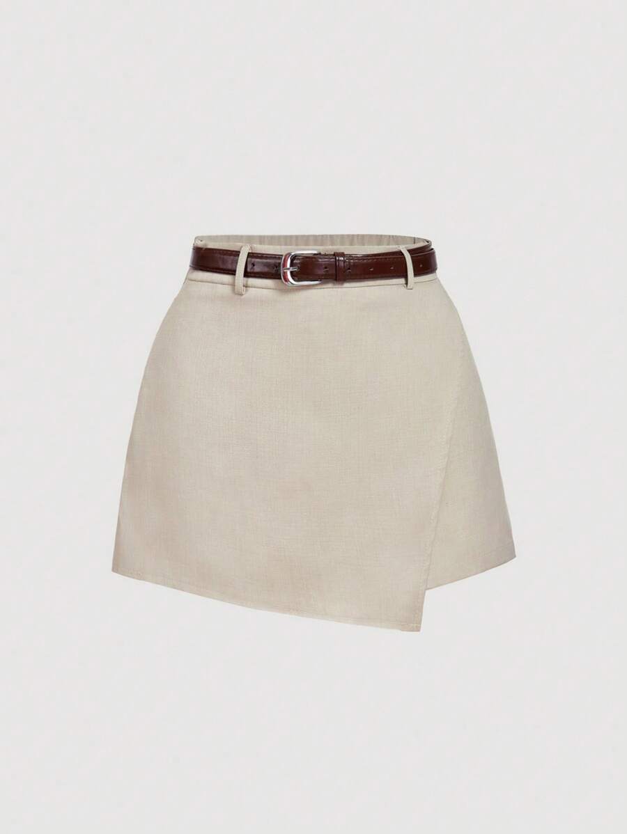 SHEIN MOD 女士时尚休闲裙裤，侧拉链开合 - 灰色 - 查看 1