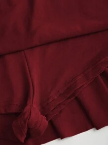 Sweetra 女式金属花朵装饰褶饰肩部褶饰下摆时尚连衣裙