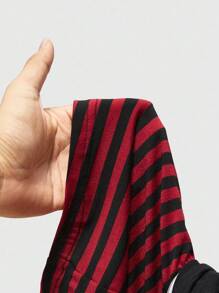 ROMWE Quần short nữ siêu ngắn sọc tương phản màu sắc phong cách lễ hội âm nhạc Punk Rock dễ thương Retro - Đỏ - Xem 5