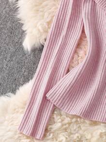 Franclia Women's Solid Color Minimalist Long Sleeve Sweater, Everyday Wear Fall Winter Cloth For Women - Pink - View 5