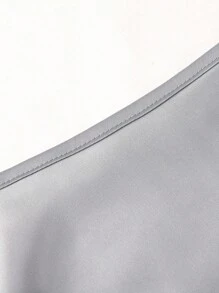 Modelyn Blusa de satén de unicolor con pliegues y lazo en la cintura - Azul - Ver 7