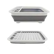 SHEIN 1 件可折叠碗碟晾干架带餐具架节省空间塑料厨房收纳架适用于家庭房车露营旅行拖车速干轻便便携式紧凑型设计碗碟沥水架收纳架厨房必需品 - 彩色 - 查看 4