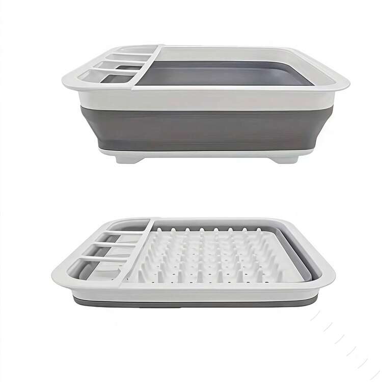 SHEIN 1 件可折叠碗碟晾干架带餐具架节省空间塑料厨房收纳架适用于家庭房车露营旅行拖车速干轻便便携式紧凑型设计碗碟沥水架收纳架厨房必需品 - 彩色 - 查看 4