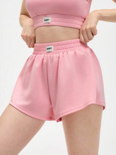 Eassivo Eassivo Women's Pink Elastic Waist Sports Shorts,Stylish And Comfortable Activewear For Workout And Leisure