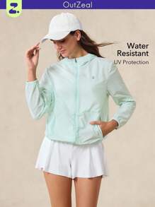 OutZeal Veste coupe-vent pour femmes résistante à l'eau, sans PFAS, avec protection UV et capuche. Idéale pour la randonnée et le camping en extérieur
