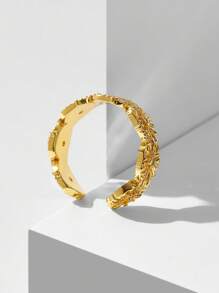 MOTF PREMIUM 18K镀金花形开口戒指