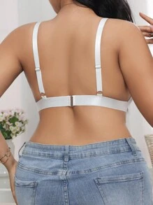SHEIN Lingerie in taglia curvy, colore unito, in rete e pizzo, sexy e trasparente - Bianco - Visualizzare 2