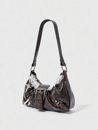 Goth Spitze Pentagramm Kette Schultertasche, lässige und vielseitige Damen Schultertaschen