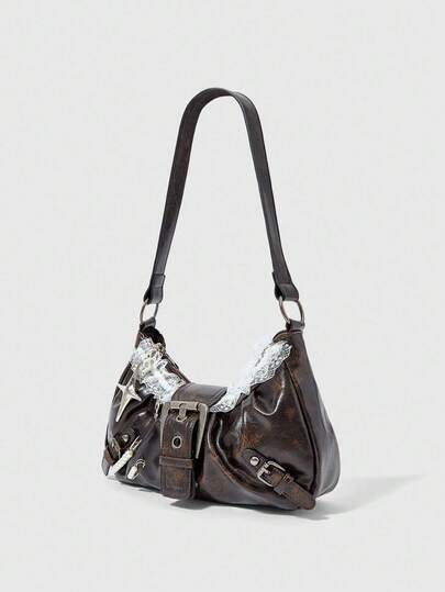 Goth حقيبة سلسلة النجمة الخماسية، حقائب نسائية كاجوال وبسيطة