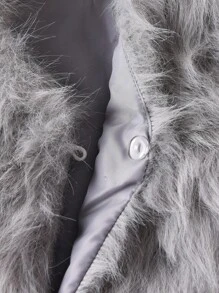 Elladie kids Young Girl Solid Color Fuzzy Sleeveless Coat, Autumn/Winter Young Girls Furry Vest Fall - Grey - View 5