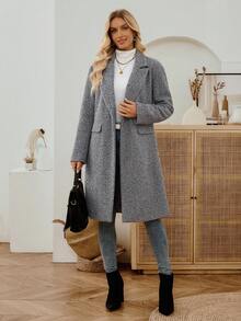 EMERY ROSE Women's Casual Versatile Jacket, Autumn/Winter Grey Coat Women Fall Coat Fall Clothes For Women Coats For Women Winter Clothes For Women Winter Coat Winter Jacket Women Back To School Clothes