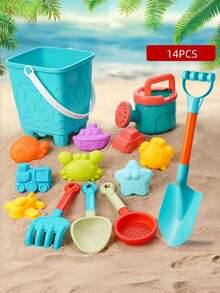 14/16 PCS Kids Beach Toy Set Shovel Water Play Educational Cartoon Summer Outdoor Sand Castle Pool Fun Durable Portable Colorful Learning Adventure Gift