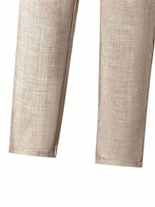 SHEIN 2 件套青少年男孩绅士装，包括灰色修身背心 + 休闲长裤，优雅正式服装，适合生日、婚礼、毕业典礼、派对、婚礼嘉宾、花童、戒指男孩 - 卡其色 - 查看 7