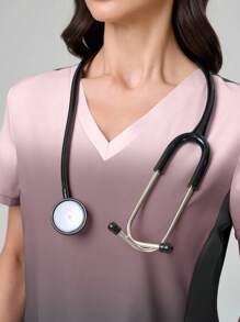 TaskEZ Ombre Short Sleeve Top And Pants Scrub Uniform Set Women Scrub Tops Scrubs Nurse Uniform Women Work Tops Work Clothes Women Set Women Scrubs Set - Multicolor - View 7