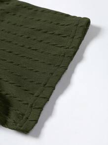 Manfinity Homme Camiseta casual de hombre con cuello redondo y manga corta de unicolor, para verano - Verde militar - Ver 6