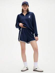 Eassivo Eassivo Women's Contrast Color Trim Sports Skirt & Skort,Women Athletic Shorts, Sporty Shorts, Women Gym Shorts, Women Athletic Shorts - Navy Blue - View 7