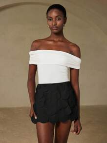 Aveloria Rosie Damen eleganter, mehrlagiger Meerjungfrauenschuppen-Stickerei-Rock, vielseitig für den Sommer - Schwarz - Übersicht 4