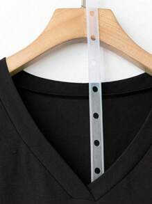 EMERY ROSE 女式V领宽松休闲百搭畅销T恤，夏季/秋季 - 黑色 - 查看 5