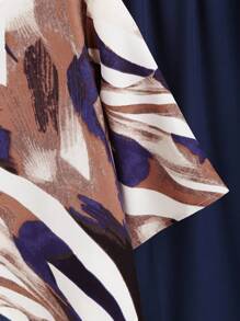 EMERY ROSE 2 件套女士简约印花圆领短袖上衣和纯色裤子套装 - 彩色 - 查看 5