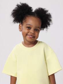 SUMWON Ensemble coordonné t-shirt et jogger en deux pièces jaune pastel d'été avec message d'amour de soi et détails de texte bleu, tenue décontractée