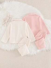 Cozy Pixies 4件套女婴花卉印花针织柔软开衫上衣和松紧腰裤套装 - 彩色 - 查看 2