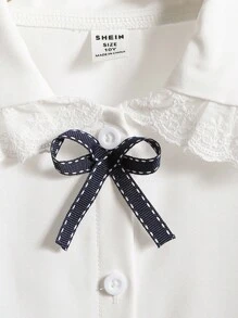 春秋新款彼得潘领3D蝴蝶结长袖宽松白衬衫甜美百搭学院风 - 白色 - 查看 5