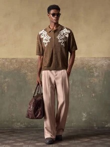 AKNOTIC Asymmetrical Pattern Casual Vacation Men Cardigan Sweater