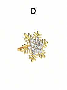 1pc/6pcs/12pcs Christmas Napkin Rings, Gold/Silver Snowflake & Deer Shape Solid Color Alloy Polished Metal Rings, Carved Openwork Design, Christmas Decorations, Tabletop Decor, Wedding, Birthday, Party - Multicolor - View 14